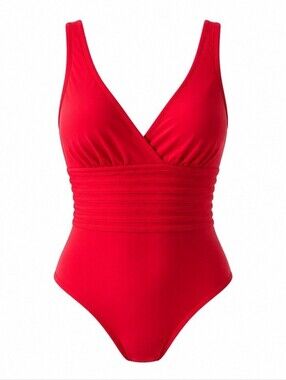 Shade And Shore Women’s Red One Piece Swimsuit Full Seat Coverage Sz S NWOT